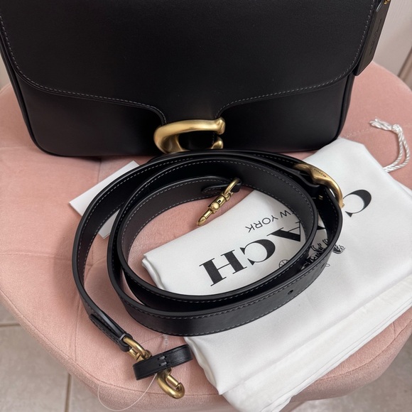 Coach Soft Tabby Shoulder Bag in Black with Brass - Picture 3 of 14